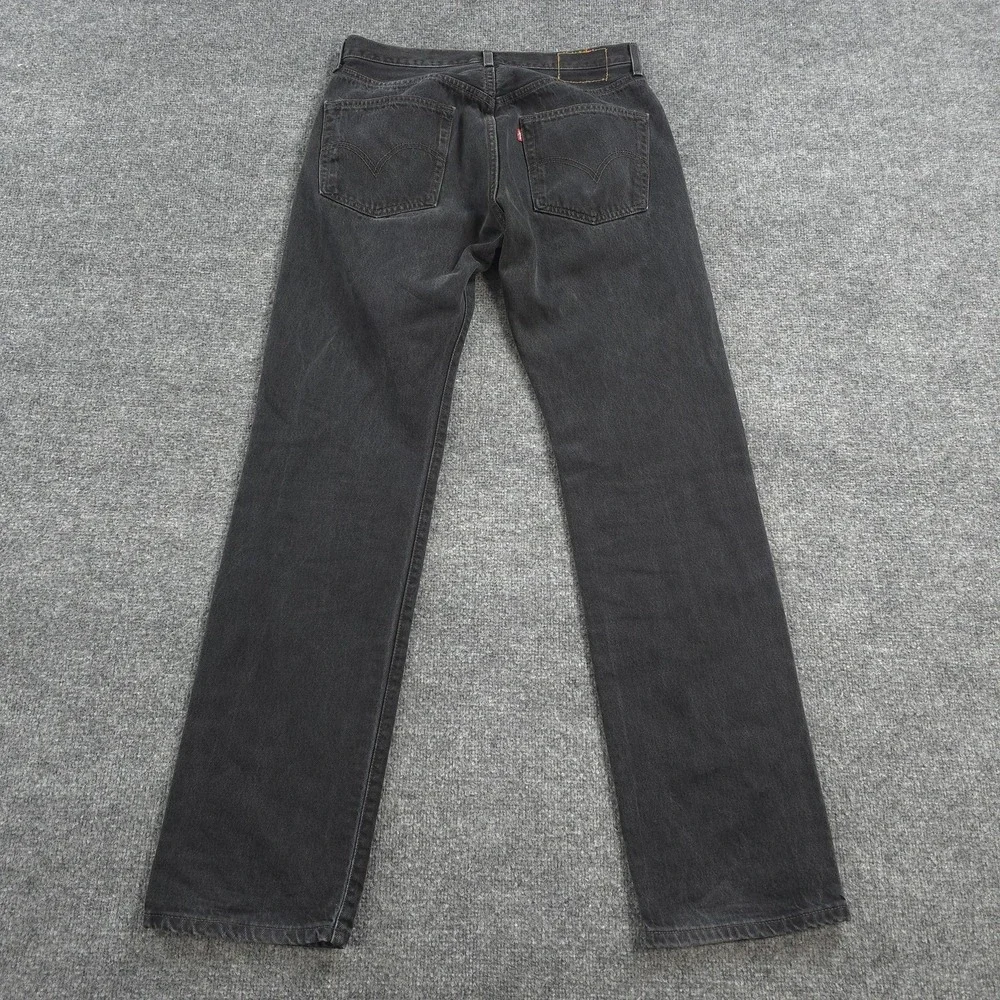 Vintage Levis Jeans Mens 32x34 Black Denim 501 Button Fly Regular Straight Y2K